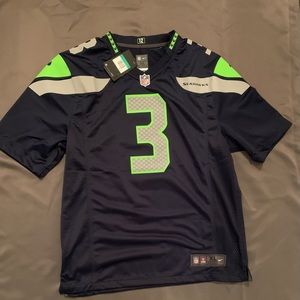 Mens Seattle Seahawks Russell Wilson #3 Nike Game Player Jersey College Navy XL